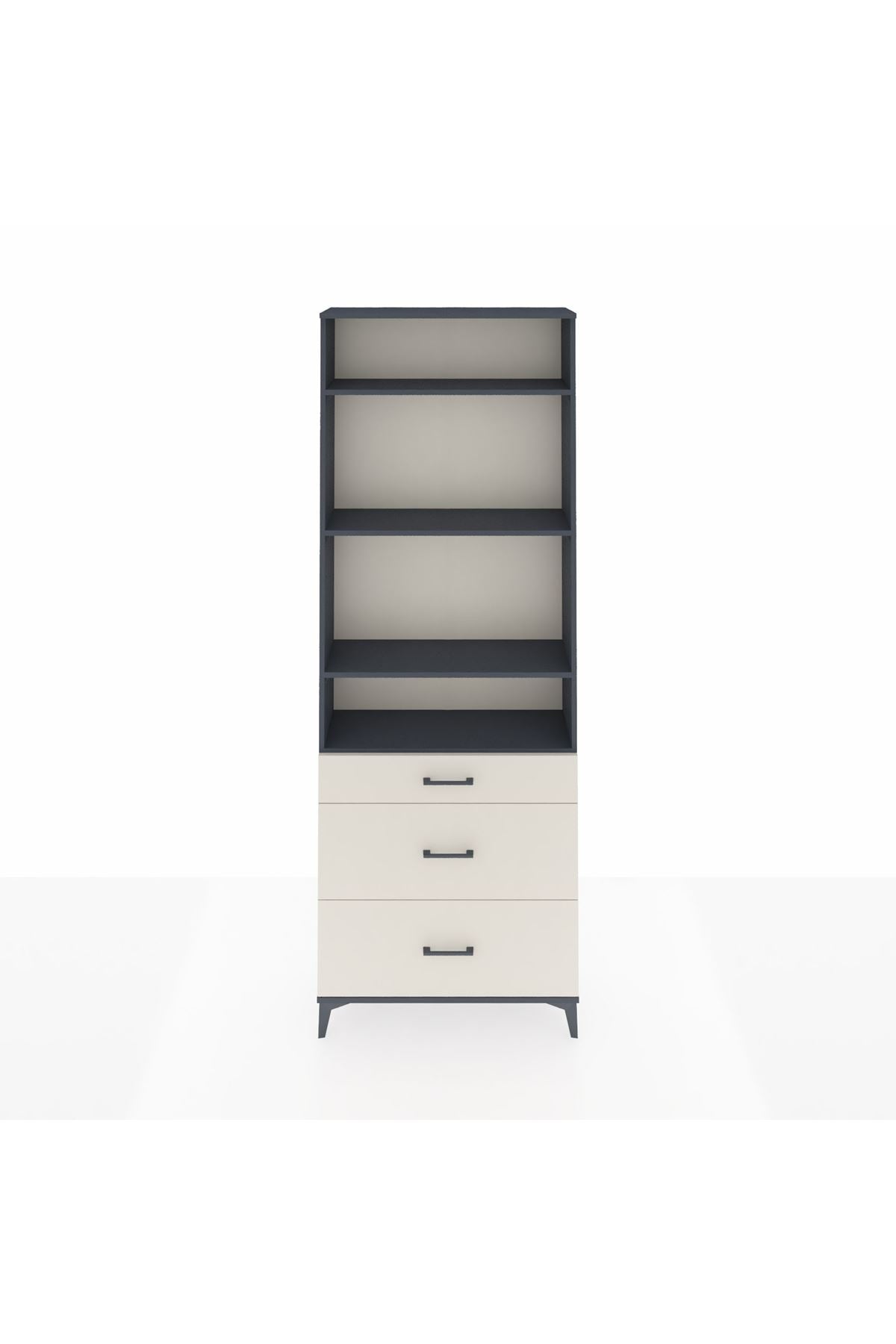 Arges Dolap 4 Raflı 3 Çekmeceli 88x30x243 Antrasit-Aytaşı