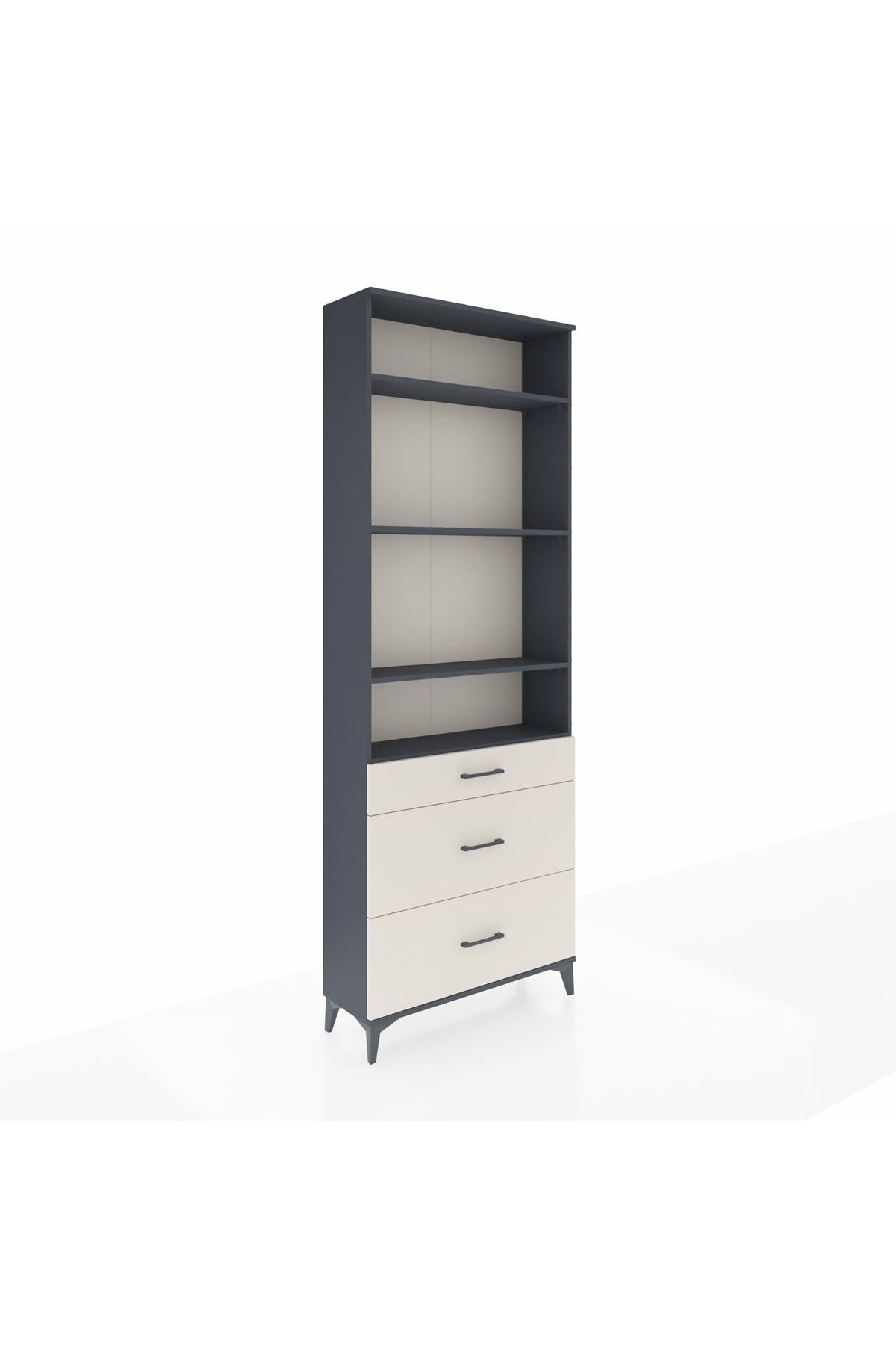 Arges Dolap 4 Raflı 3 Çekmeceli 88x30x243 Antrasit-Aytaşı