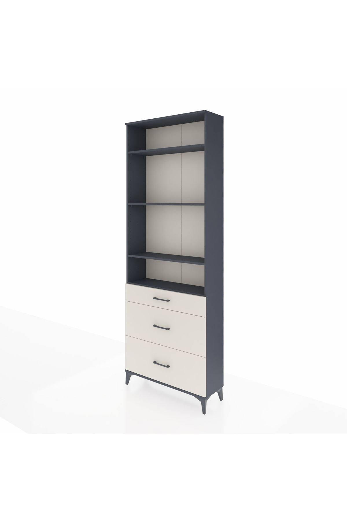 Arges Dolap 4 Raflı 3 Çekmeceli 88x30x243 Antrasit-Aytaşı