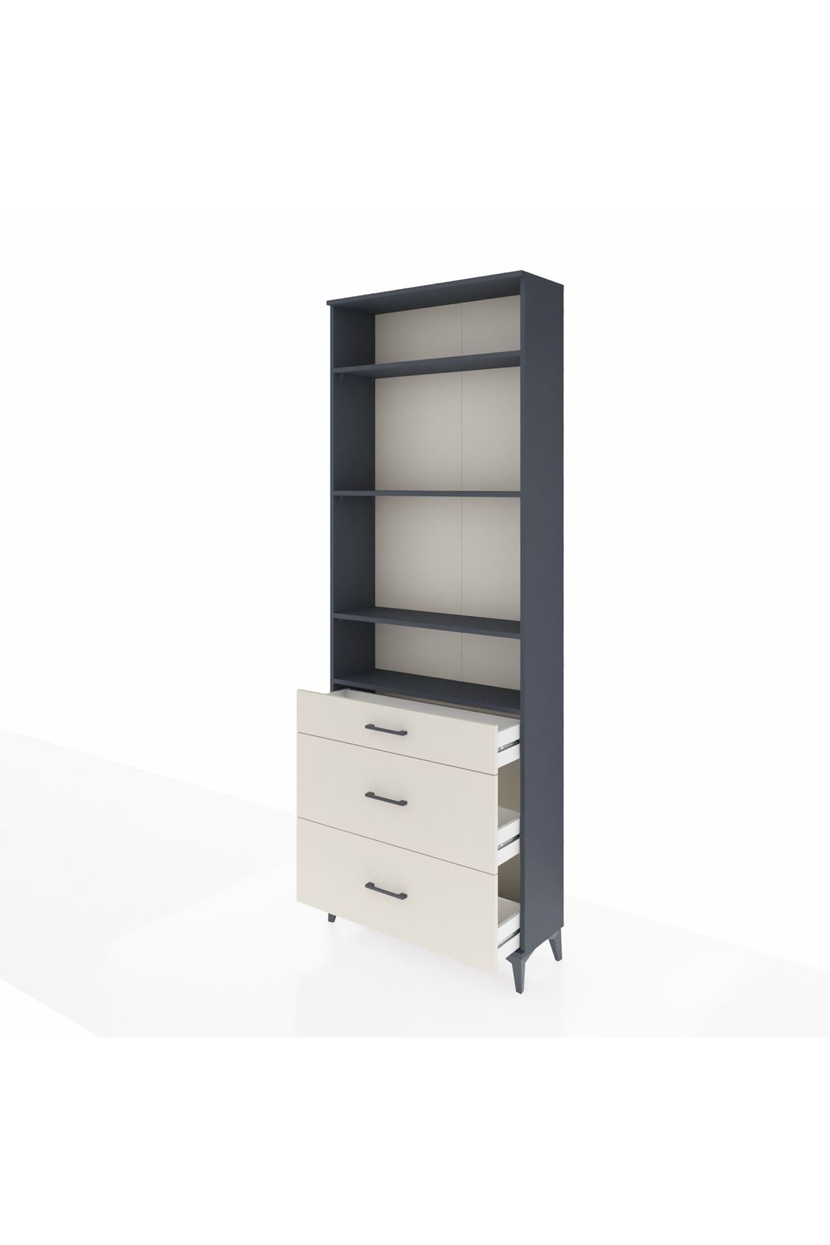 Arges Dolap 4 Raflı 3 Çekmeceli 88x30x243 Antrasit-Aytaşı