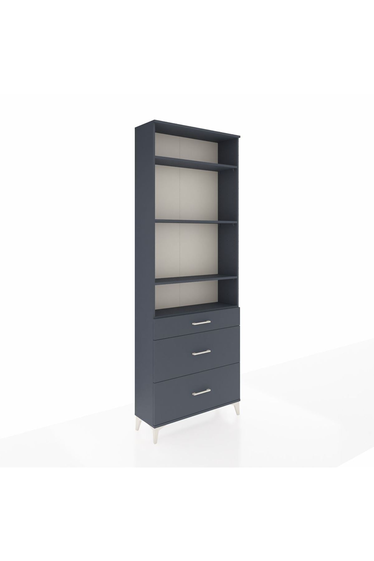 Arges Dolap 4 Raflı 3 Çekmeceli 88x30x243 Antrasit-Antrasit