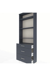 Arges Dolap 4 Raflı 3 Çekmeceli 88x30x243 Antrasit-Antrasit