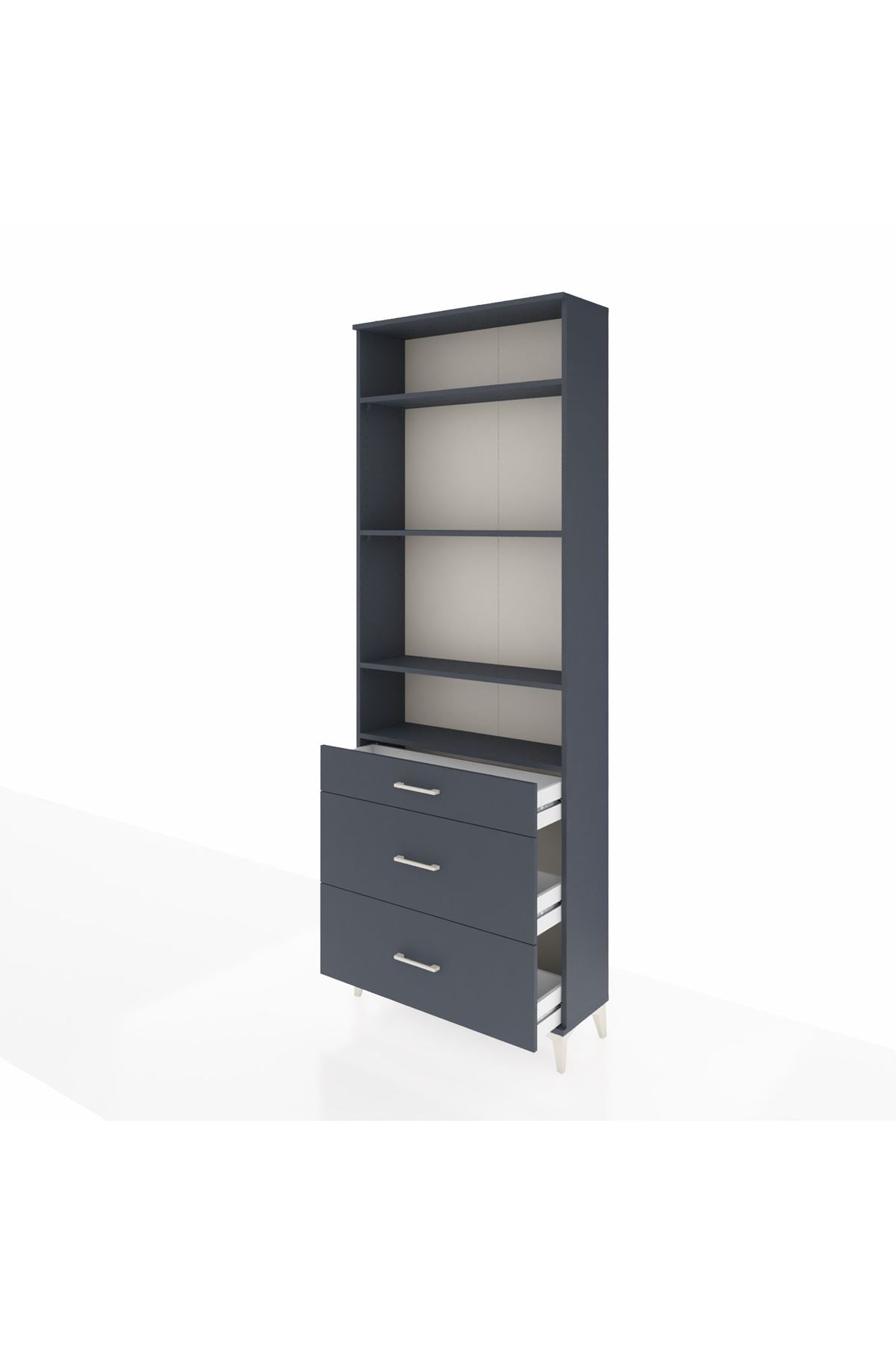 Arges Dolap 4 Raflı 3 Çekmeceli 88x30x243 Antrasit-Antrasit