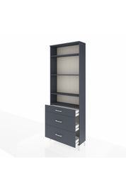 Arges Dolap 4 Raflı 3 Çekmeceli 88x30x243 Antrasit-Antrasit