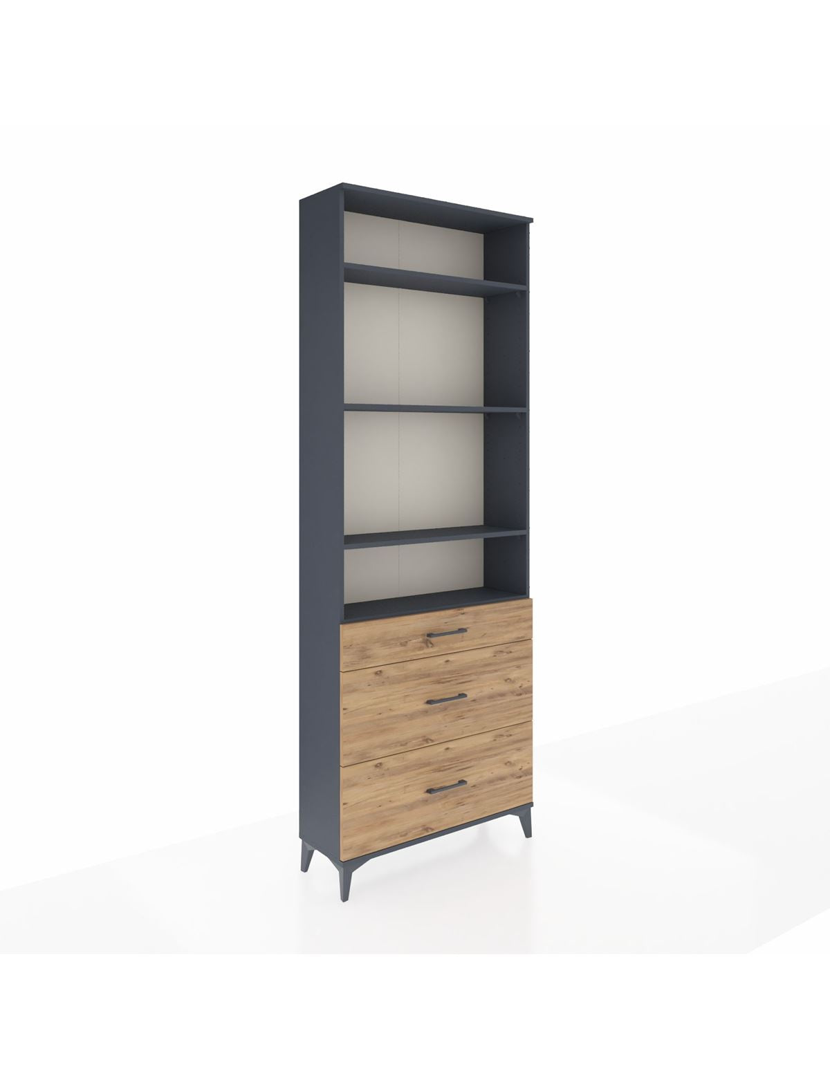 Arges Dolap 4 Raflı 3 Çekmeceli 88x30x243 Antrasit-Çam