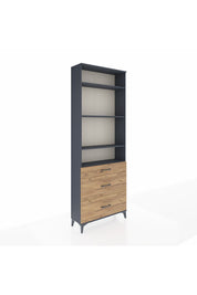 Arges Dolap 4 Raflı 3 Çekmeceli 88x30x243 Antrasit-Çam