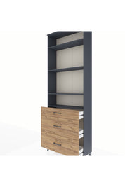 Arges Dolap 4 Raflı 3 Çekmeceli 88x30x243 Antrasit-Çam