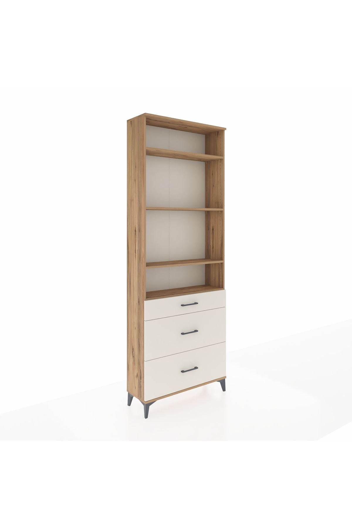 Arges Dolap 4 Raflı 3 Çekmeceli 88x30x243 Çam-Aytaşı