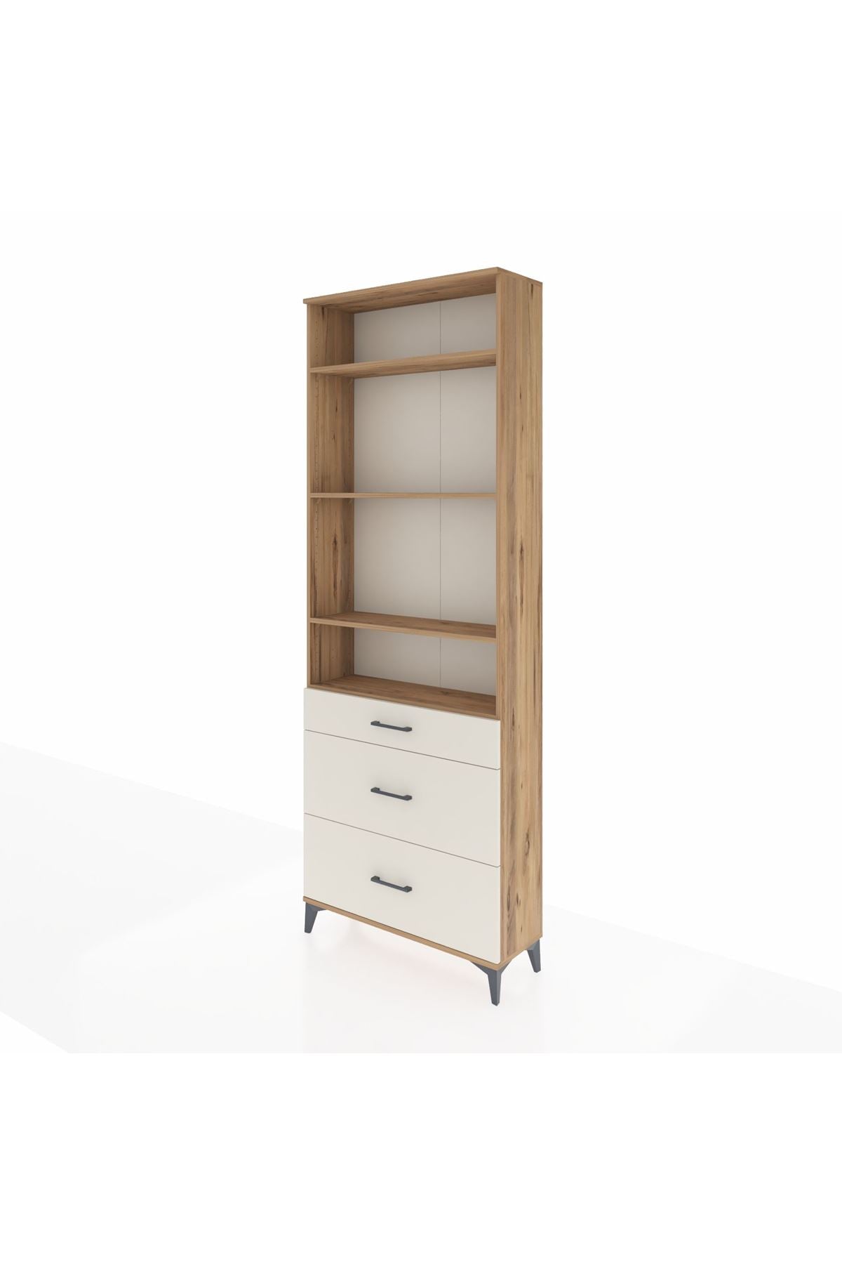 Arges Dolap 4 Raflı 3 Çekmeceli 88x30x243 Çam-Aytaşı