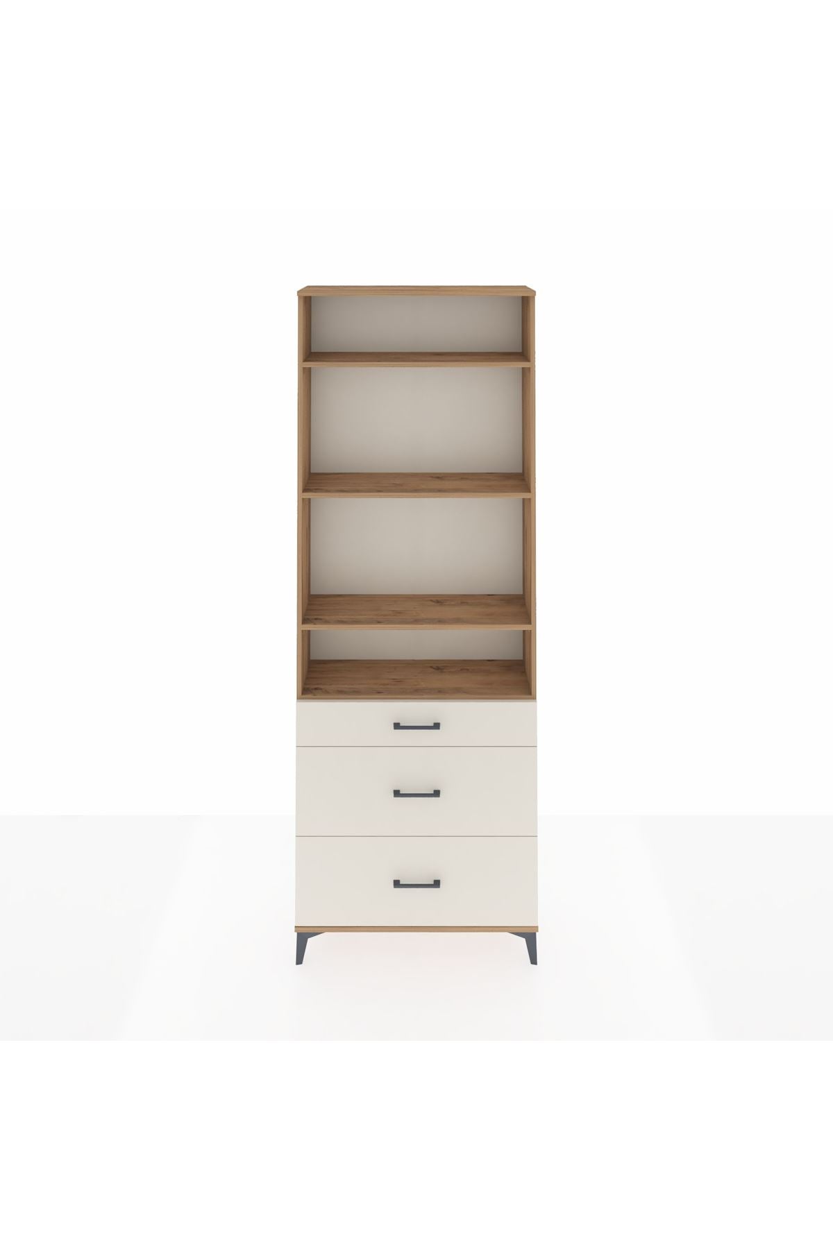 Arges Dolap 4 Raflı 3 Çekmeceli 88x30x243 Çam-Aytaşı