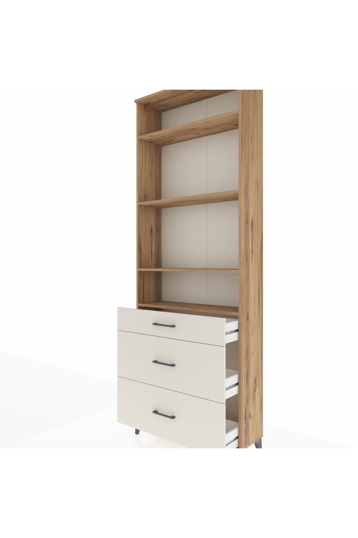 Arges Dolap 4 Raflı 3 Çekmeceli 88x30x243 Çam-Aytaşı