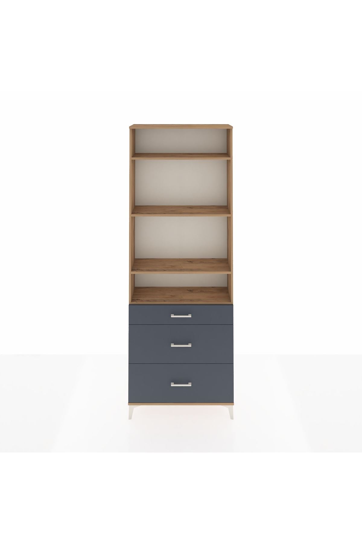 Arges Dolap 4 Raflı 3 Çekmeceli 88x30x243 Çam-Antrasit