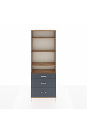 Arges Dolap 4 Raflı 3 Çekmeceli 88x30x243 Çam-Antrasit