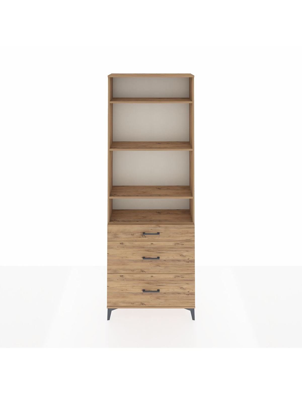 Arges Dolap 4 Raflı 3 Çekmeceli 88x30x243 Çam-Çam