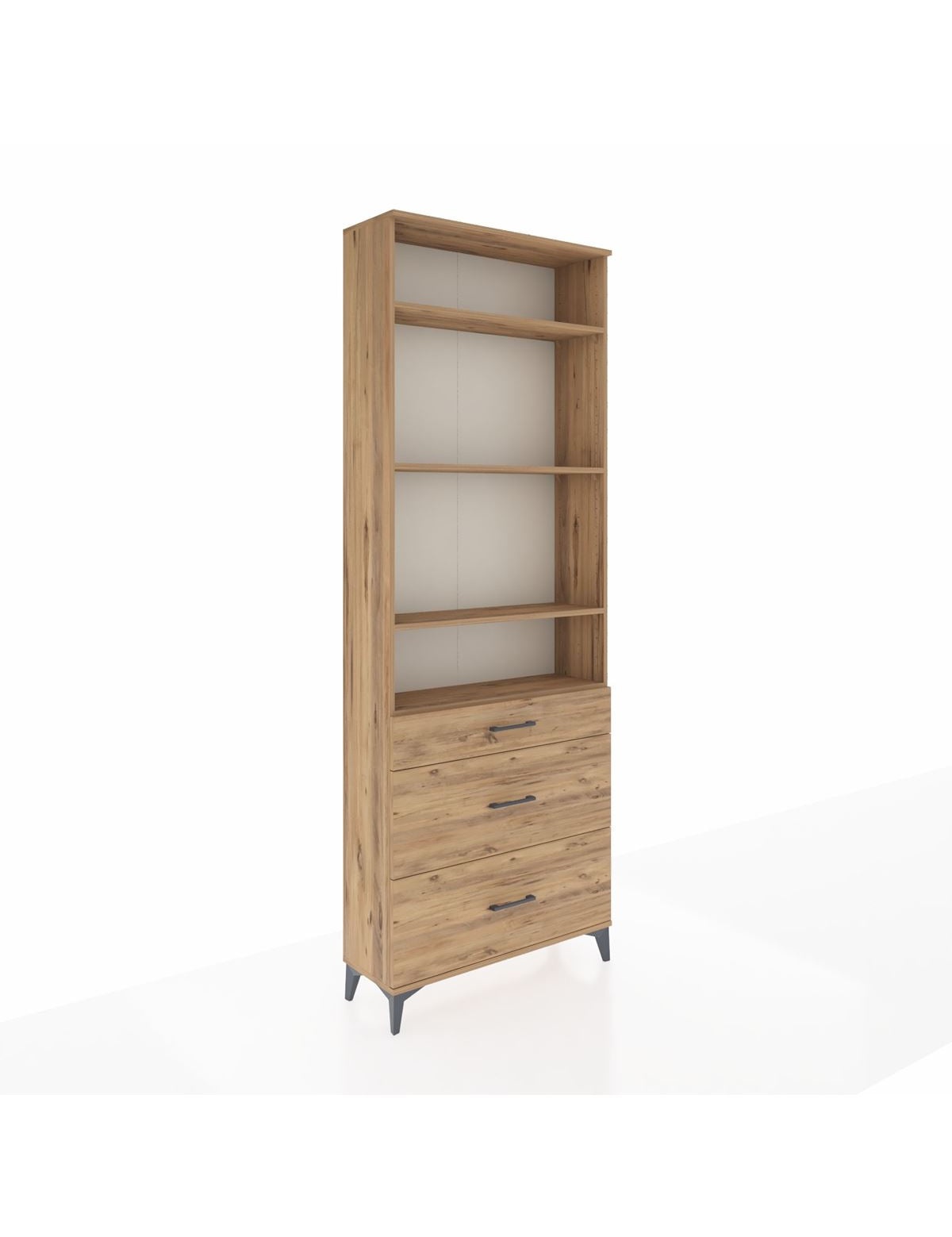 Arges Dolap 4 Raflı 3 Çekmeceli 88x30x243 Çam-Çam