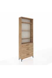 Arges Dolap 4 Raflı 3 Çekmeceli 88x30x243 Çam-Çam