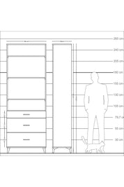 Arges Dolap 4 Raflı 3 Çekmeceli 88x30x243 Çam-Çam