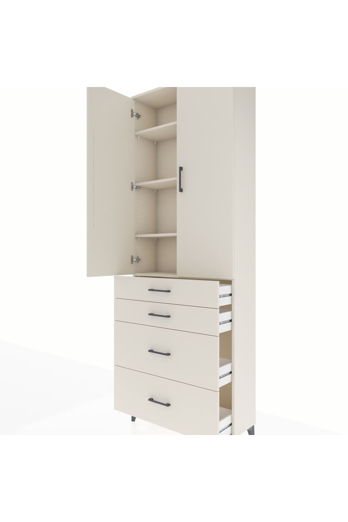 Arges Dolap 4 Raflı 4 Çekmeceli 2 Kapaklı 88x30x243 Aytaşı-Aytaşı