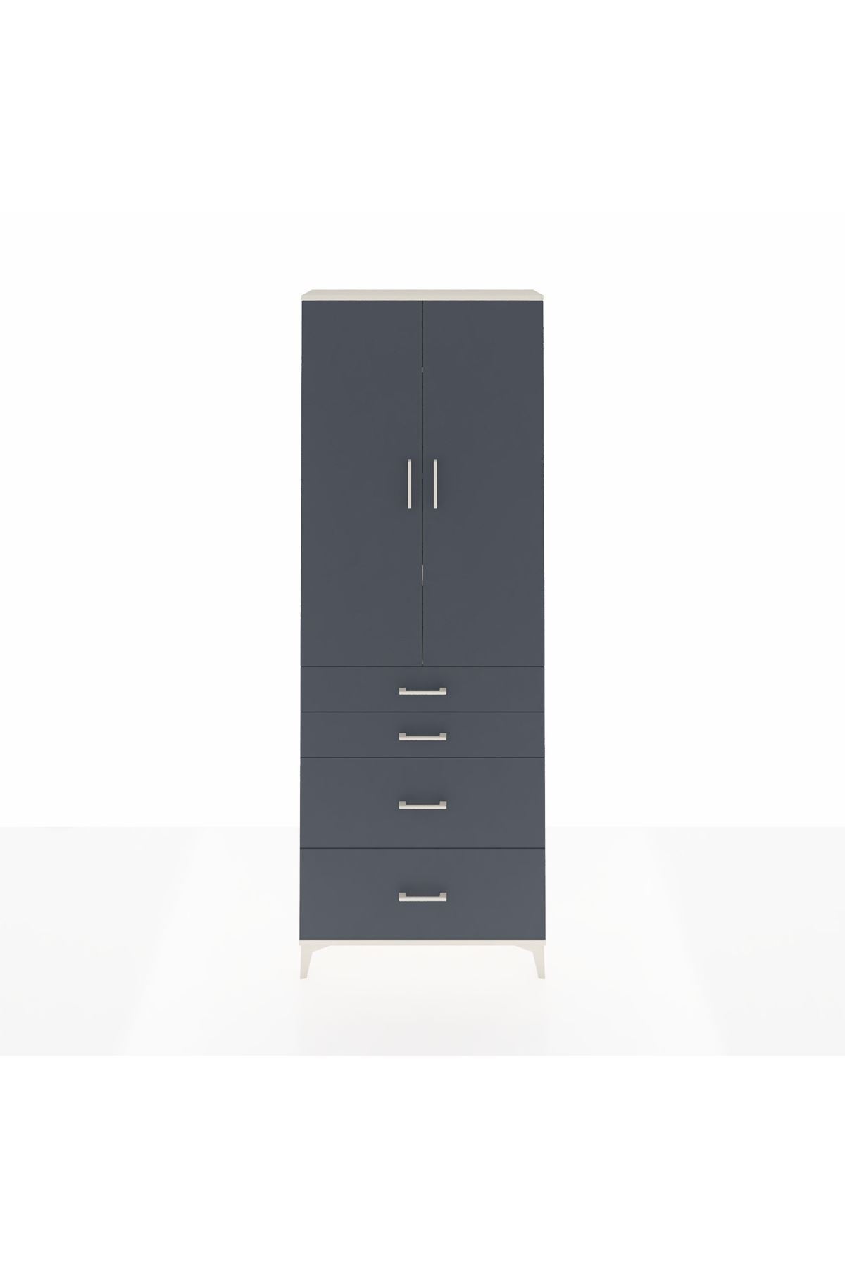 Arges Dolap 4 Raflı 4 Çekmeceli 2 Kapaklı 88x30x243 Aytaşı-Antrasit