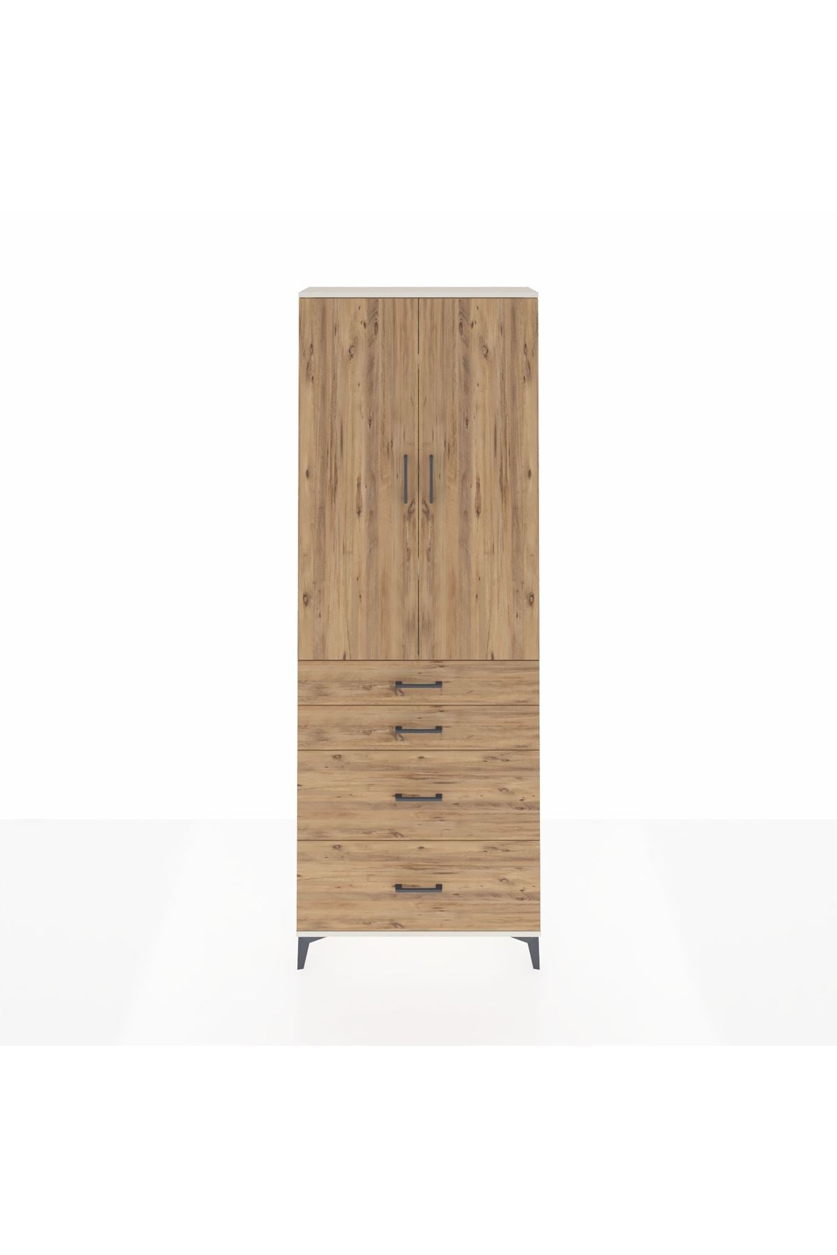 Arges Dolap 4 Raflı 4 Çekmeceli 2 Kapaklı 88x30x243 Aytaşı-Çam