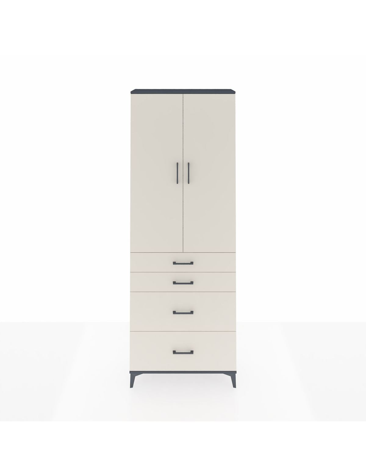 Arges Dolap 4 Raflı 4 Çekmeceli 2 Kapaklı 88x30x243 Antrasit-Aytaşı