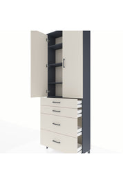 Arges Dolap 4 Raflı 4 Çekmeceli 2 Kapaklı 88x30x243 Antrasit-Aytaşı