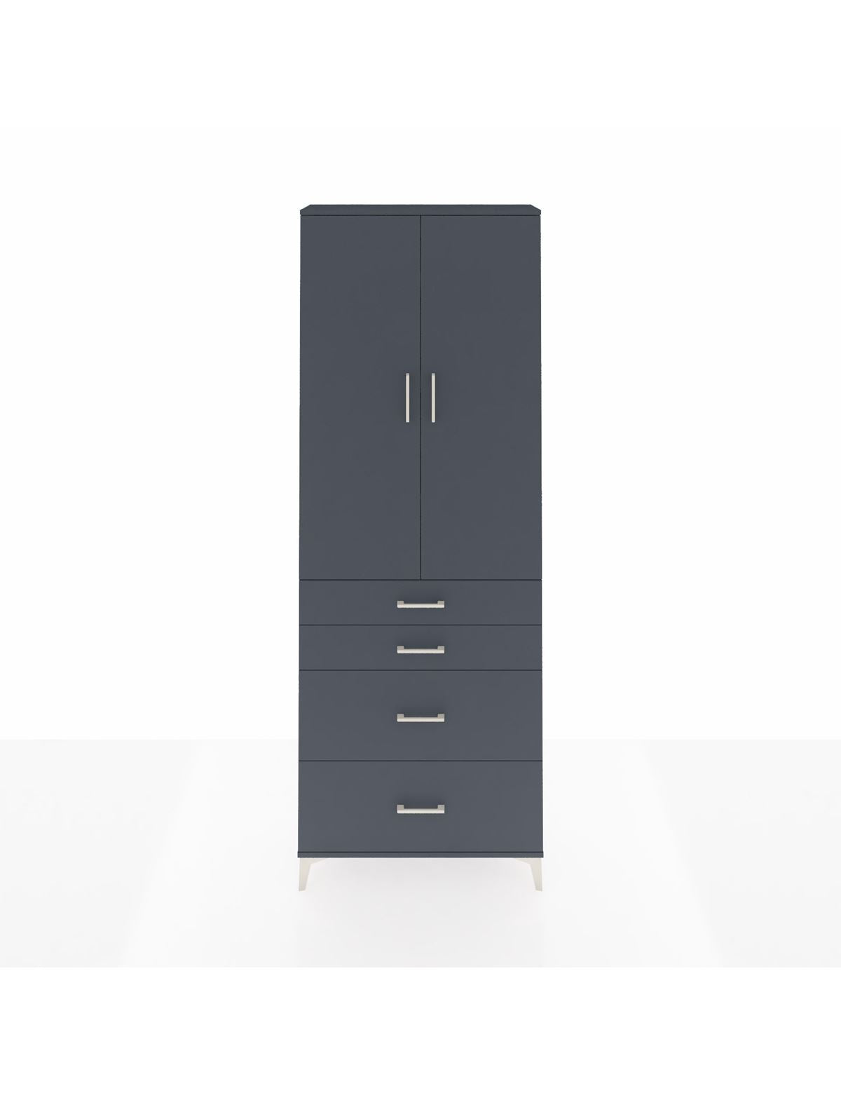 Arges Dolap 4 Raflı 4 Çekmeceli 2 Kapaklı 88x30x243 Antrasit-Antrasit