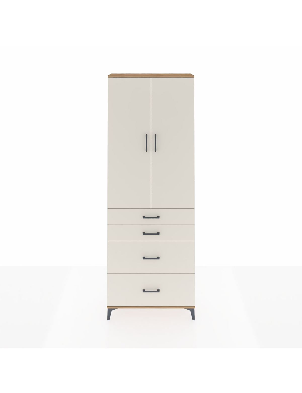 Arges Dolap 4 Raflı 4 Çekmeceli 2 Kapaklı 88x30x243 Çam-Aytaşı