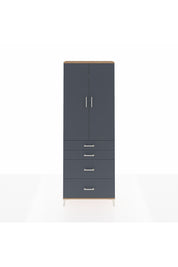 Arges Dolap 4 Raflı 4 Çekmeceli 2 Kapaklı 88x30x243 Çam-Antrasit