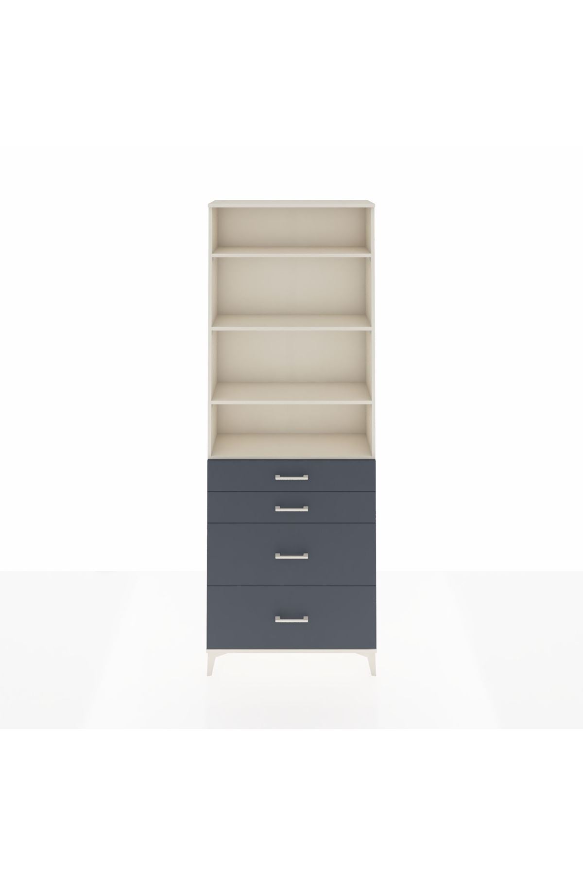 Arges Dolap 4 Raflı 4 Çekmeceli 88x30x243 Aytaşı-Antrasit