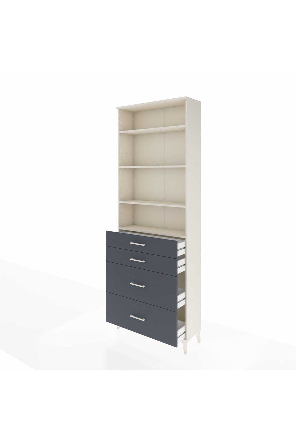 Arges Dolap 4 Raflı 4 Çekmeceli 88x30x243 Aytaşı-Antrasit