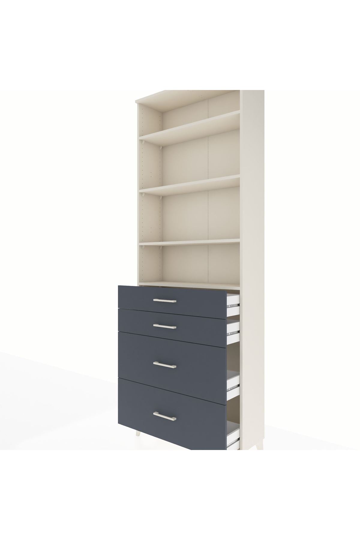 Arges Dolap 4 Raflı 4 Çekmeceli 88x30x243 Aytaşı-Antrasit