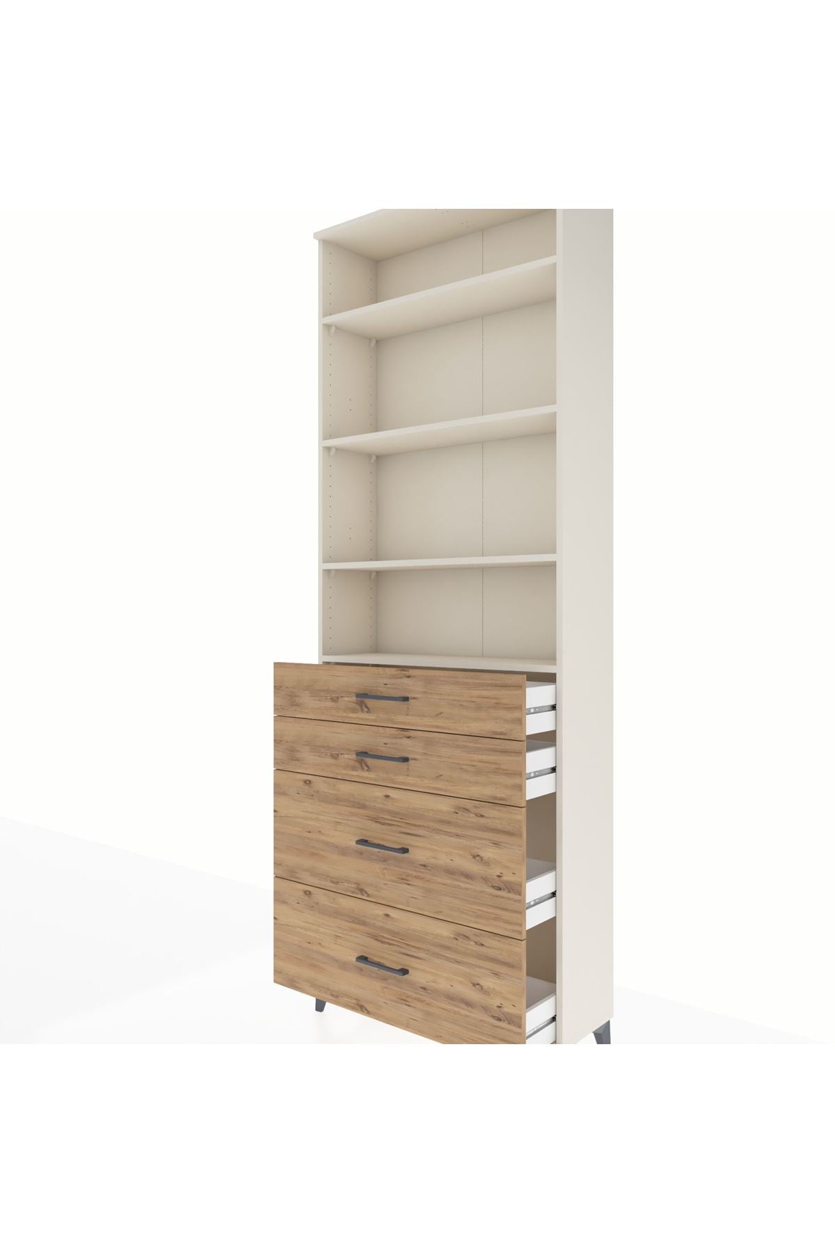 Arges Dolap 4 Raflı 4 Çekmeceli 88x30x243 Aytaşı-Çam