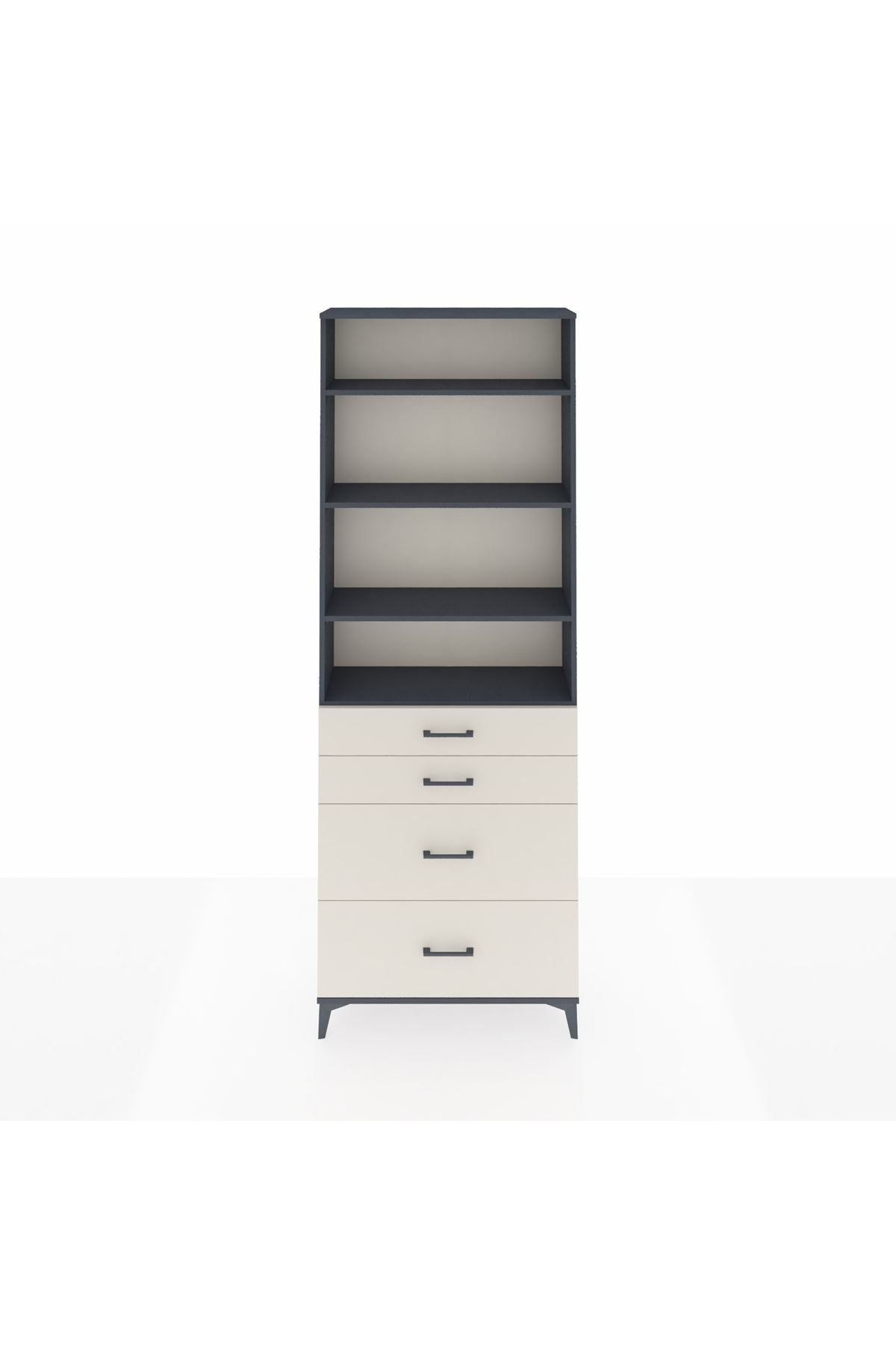 Arges Dolap 4 Raflı 4 Çekmeceli 88x30x243 Antrasit-Aytaşı