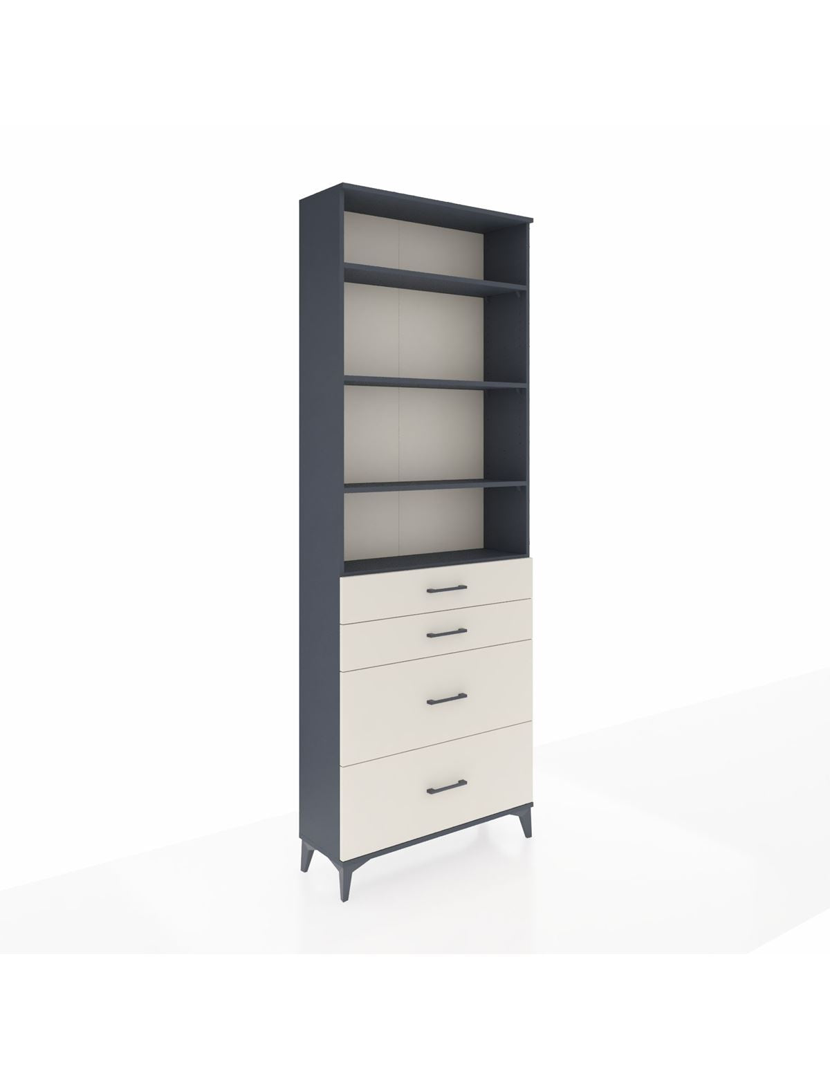 Arges Dolap 4 Raflı 4 Çekmeceli 88x30x243 Antrasit-Aytaşı