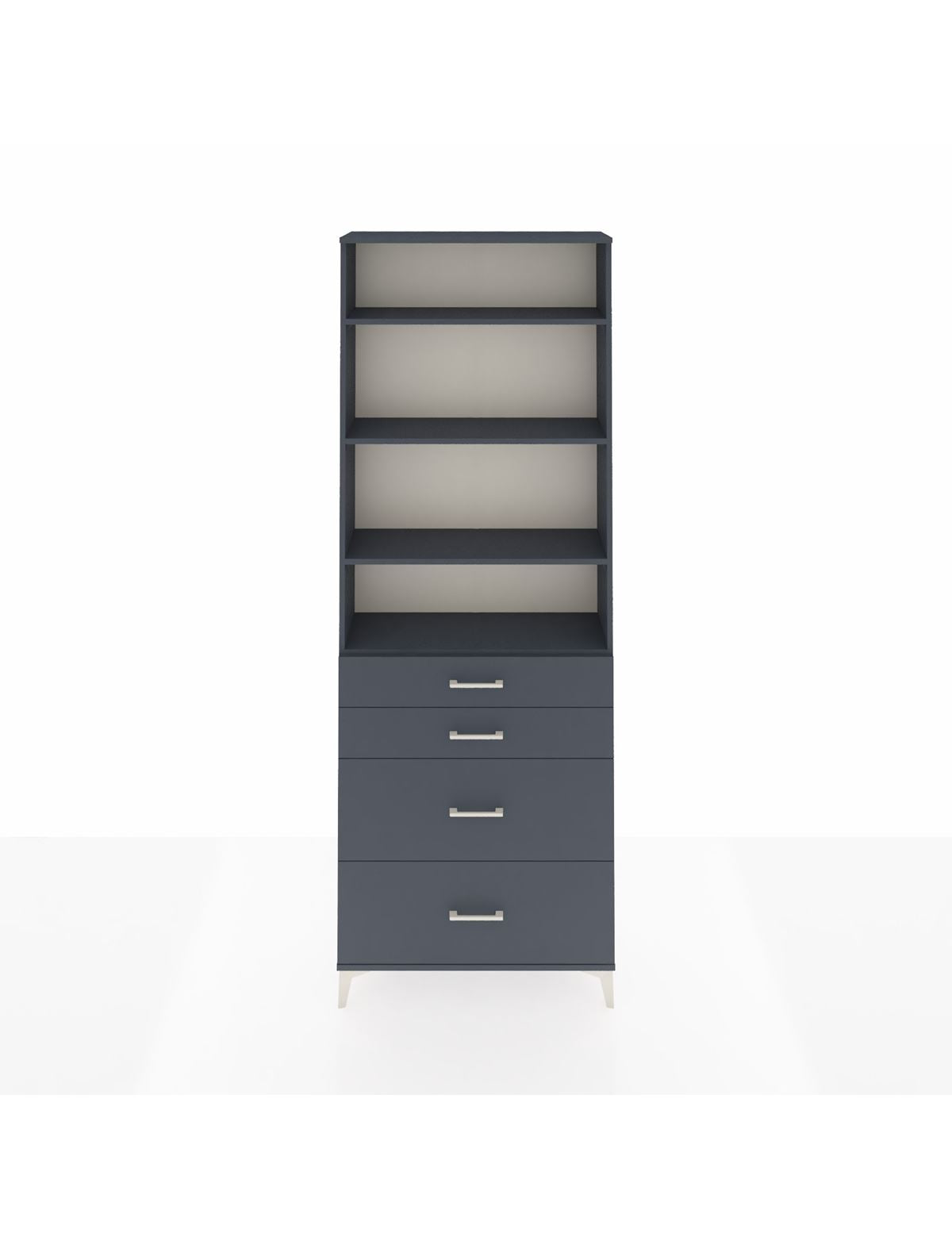 Arges Dolap 4 Raflı 4 Çekmeceli 88x30x243 Antrasit-Antrasit