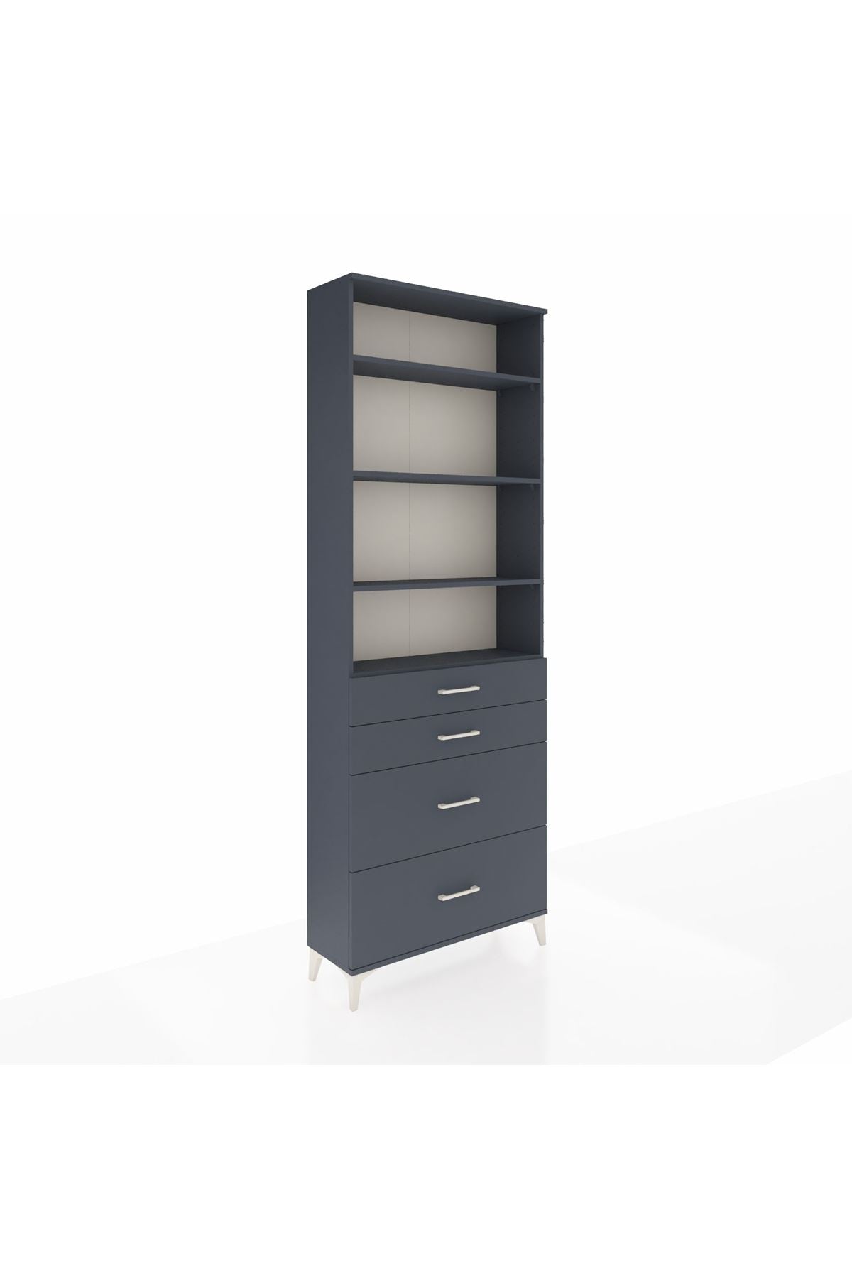 Arges Dolap 4 Raflı 4 Çekmeceli 88x30x243 Antrasit-Antrasit