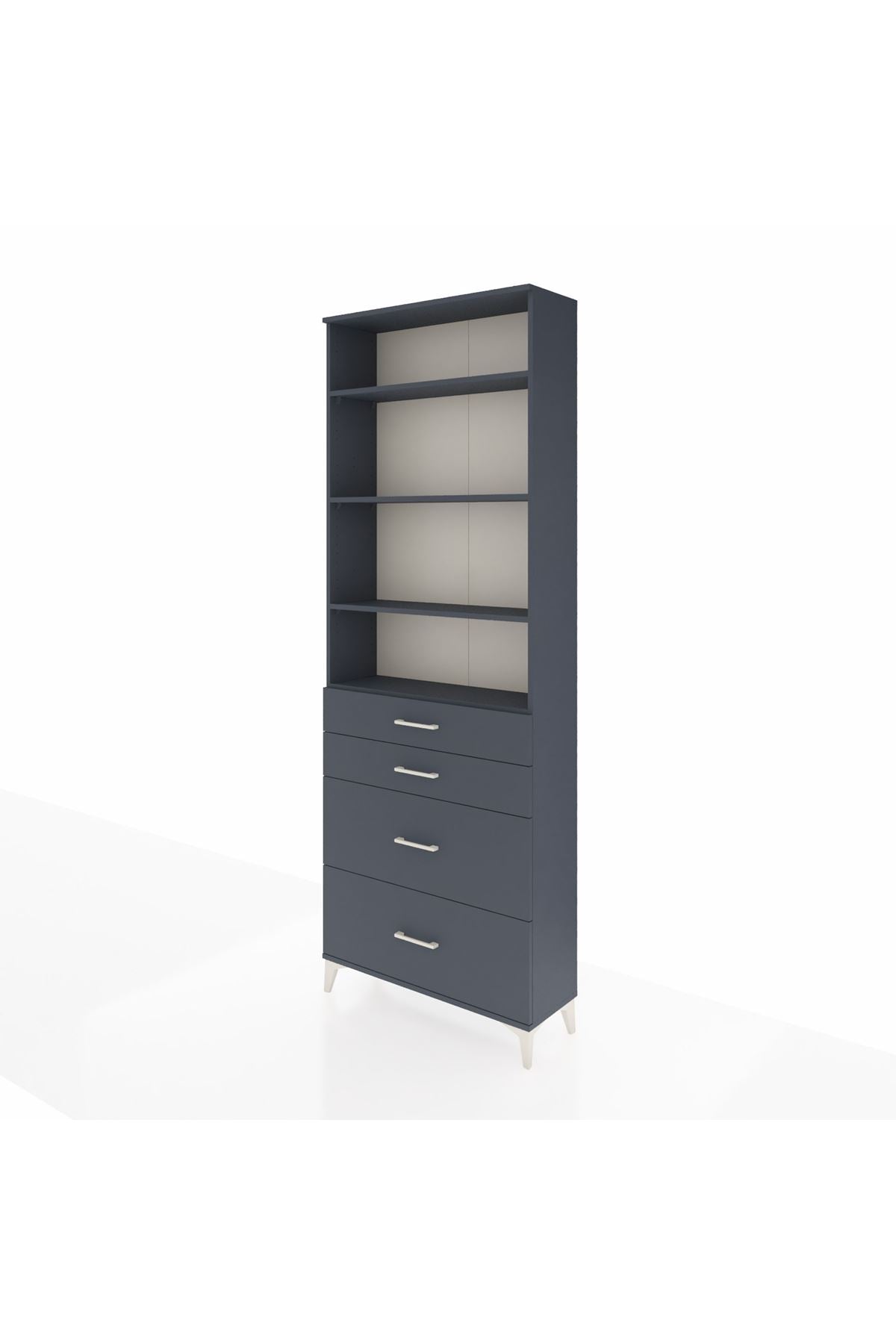 Arges Dolap 4 Raflı 4 Çekmeceli 88x30x243 Antrasit-Antrasit