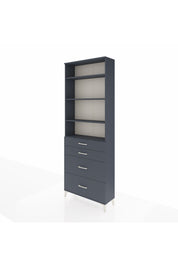 Arges Dolap 4 Raflı 4 Çekmeceli 88x30x243 Antrasit-Antrasit