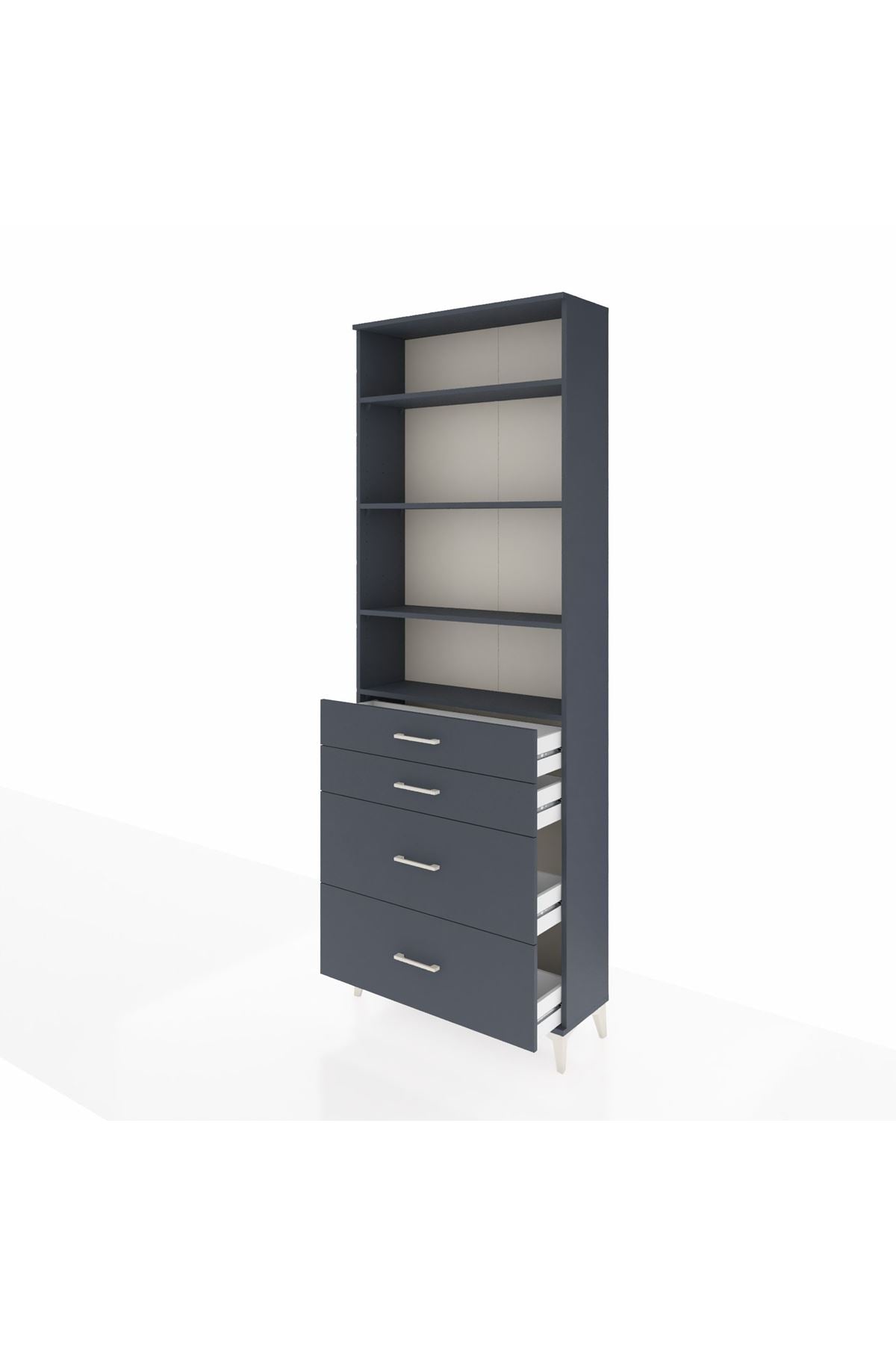 Arges Dolap 4 Raflı 4 Çekmeceli 88x30x243 Antrasit-Antrasit