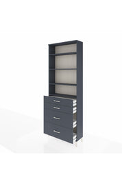 Arges Dolap 4 Raflı 4 Çekmeceli 88x30x243 Antrasit-Antrasit