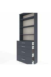 Arges Dolap 4 Raflı 4 Çekmeceli 88x30x243 Antrasit-Antrasit