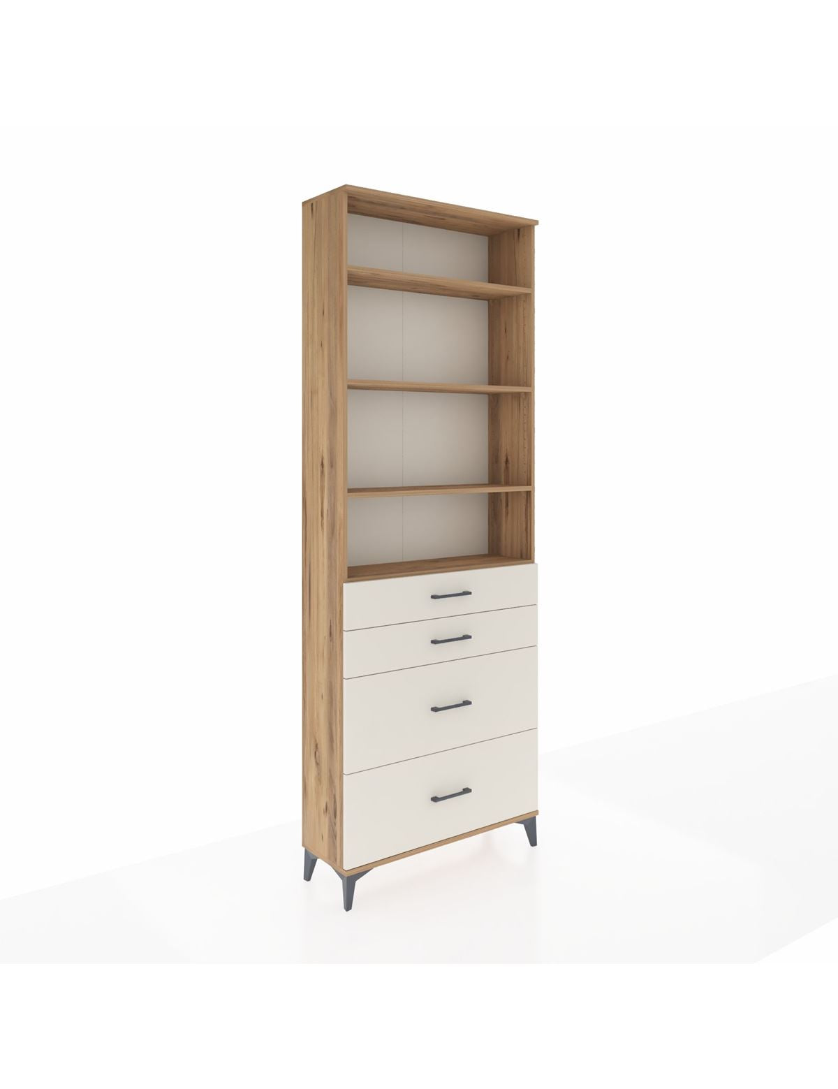 Arges Dolap 4 Raflı 4 Çekmeceli 88x30x243 Çam-Aytaşı