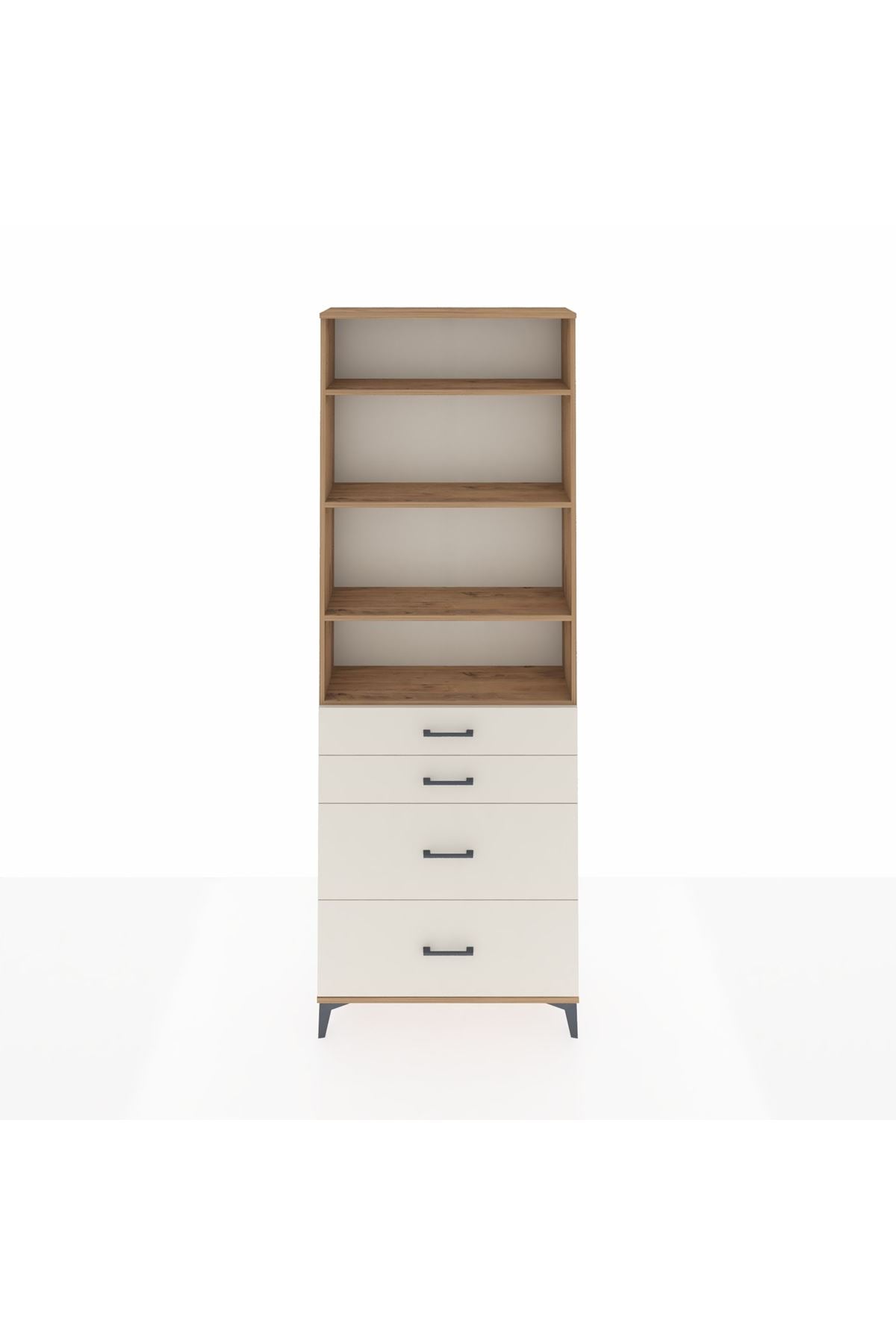 Arges Dolap 4 Raflı 4 Çekmeceli 88x30x243 Çam-Aytaşı