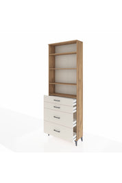 Arges Dolap 4 Raflı 4 Çekmeceli 88x30x243 Çam-Aytaşı