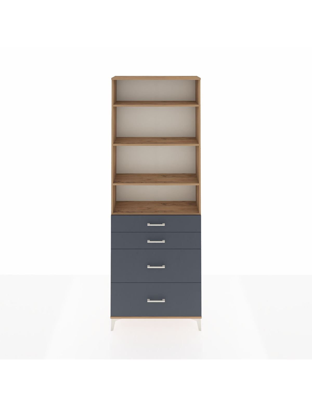 Arges Dolap 4 Raflı 4 Çekmeceli 88x30x243 Çam-Antrasit