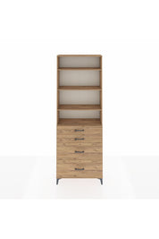 Arges Dolap 4 Raflı 4 Çekmeceli 88x30x243 Çam-Çam