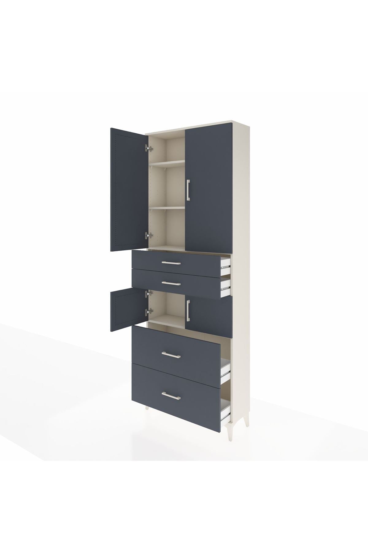 Arges Dolap 4 Raflı 4 Çekmeceli 4 Kapaklı 88x30x243 Aytaşı-Antrasit