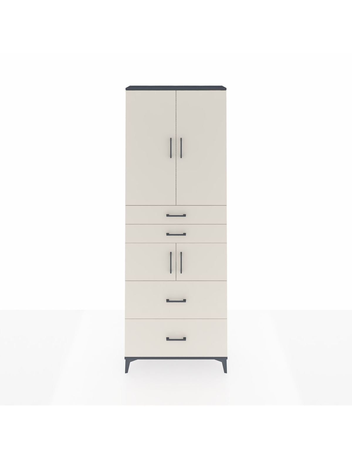 Arges Dolap 4 Raflı 4 Çekmeceli 4 Kapaklı 88x30x243 Antrasit-Aytaşı