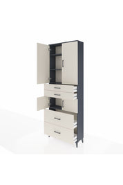 Arges Dolap 4 Raflı 4 Çekmeceli 4 Kapaklı 88x30x243 Antrasit-Aytaşı